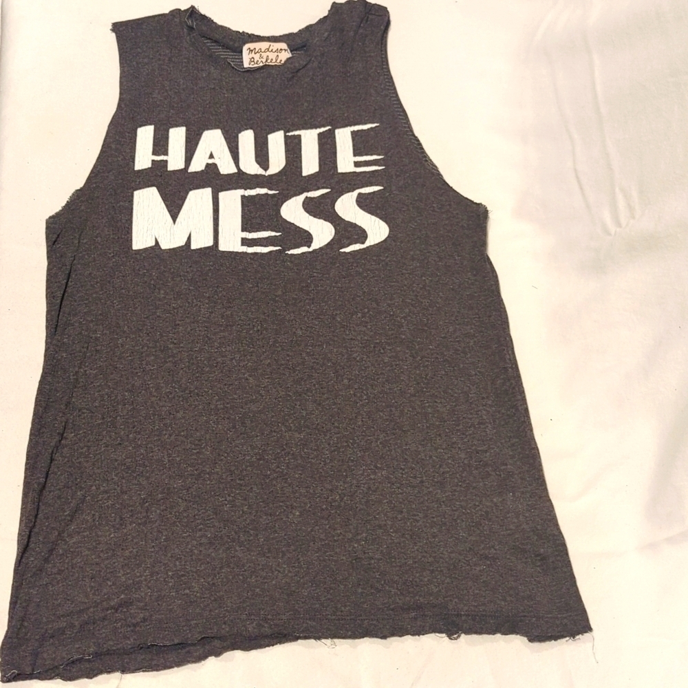 Madison & Berkeley Hot Mess Tank Top Gray  XS